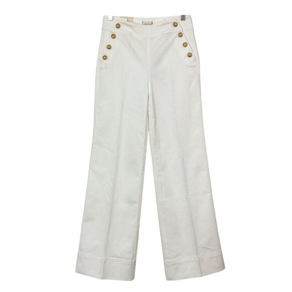 ALICE + OLIVIA NWT Size 26 Narin High Rise Wide Leg Jean Nautical Off White Pant - Picture 3 of 9
